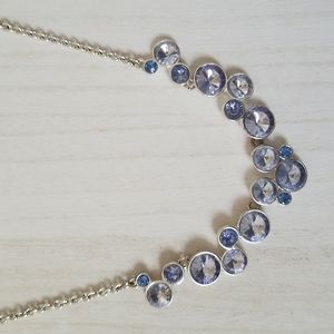 Blue and Silver Rose Cut Rhinestone Necklace